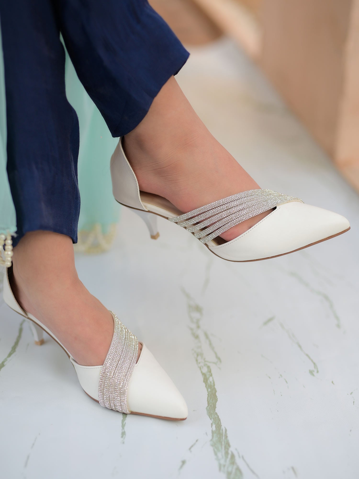 Aurora Stride Heels — Pearl Whisper
