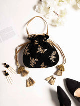 Zarina – Black Velvet Handcrafted Potli